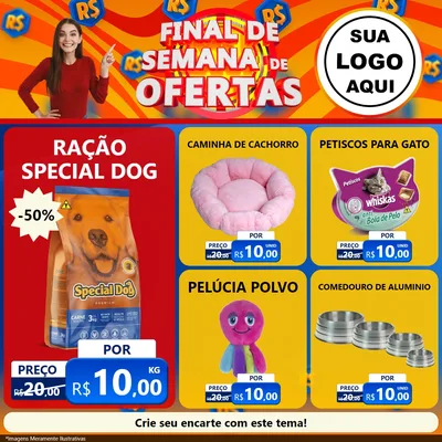 Modelo de Rede Social para Feed Facebook com o tema Final de Semana de Ofertas para Pet Shop