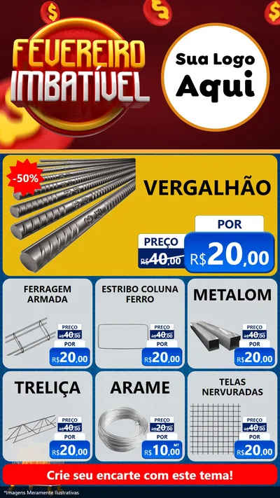 Modelo de Rede Social para Stories com o tema Fevereiro Imbatível para Ferragens