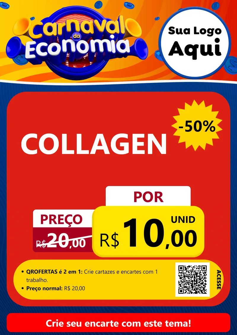 Modelo de Cartaz para Cartaz A4 Vertical com o tema Carnaval da Economia para Suplementos alimentares
