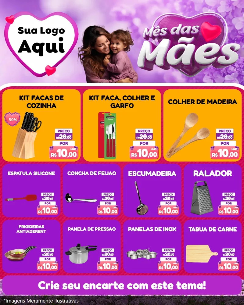 Modelo de Rede Social para Feed Instagram com o tema Mês das Mães para Utilidades Domésticas