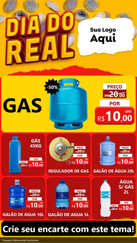 Modelo de Rede Social para Stories com o tema Dia Do Real para Água e gás