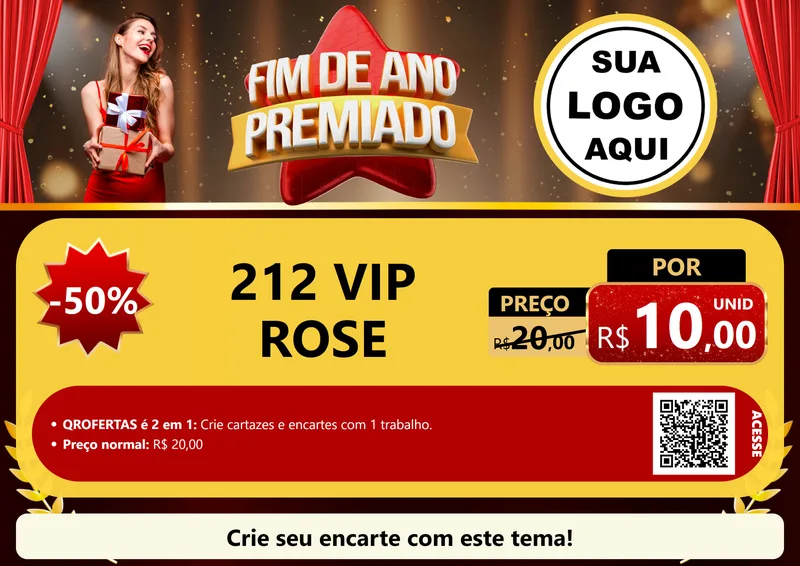 Modelo de Cartaz para Cartaz A4 Horizontal com o tema Fim de Ano Premiado para Perfumes