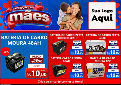 Modelo de Encarte para Encarte A4 Horizontal com o tema Promoção das Mães para Baterias Elétricas