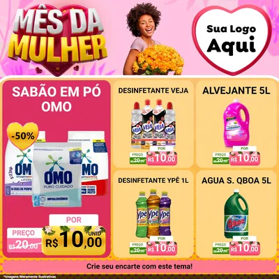 Modelo de Rede Social para Feed Facebook com o tema Mês da Mulher para Produtos de Limpeza