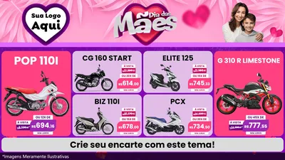 Modelo de TV para TV Horizontal com o tema Dia das Mães para Concessionaria de Motos