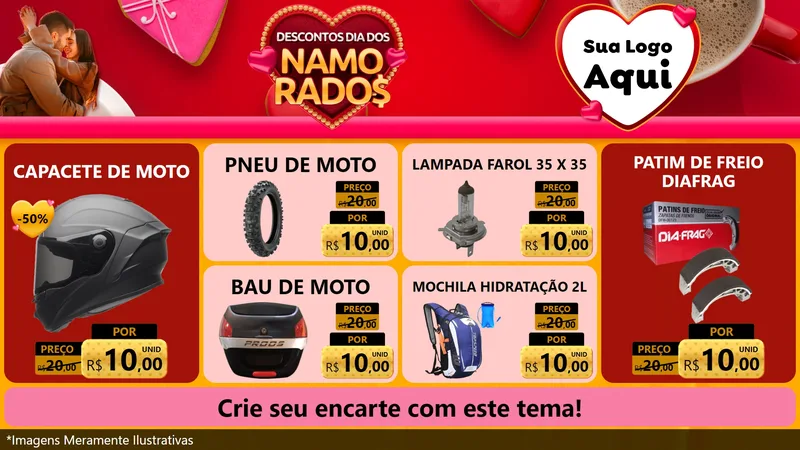 Modelo de TV para TV Horizontal com o tema Descontos Dia dos Namorados para Moto peças