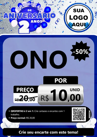 Modelo de Cartaz para Cartaz A4 Vertical com o tema Promoção de Aniversário - 2 Anos para Óticas