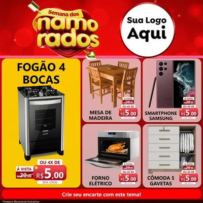 Modelo de Rede Social para Feed Facebook com o tema Semana dos namorados para Móveis e Eletro
