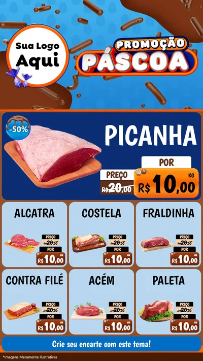 Modelo de Rede Social para Stories com o tema Promoção Páscoa para Açougue