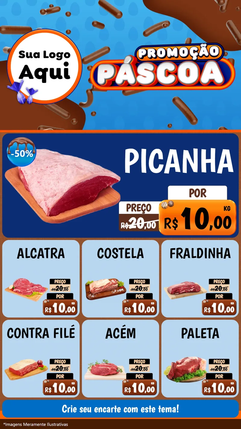 Modelo de Rede Social para Stories com o tema Promoção Páscoa para Açougue