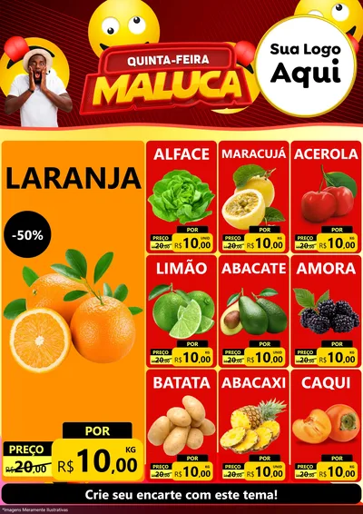 Modelo de Encarte para Encarte A4 Vertical com o tema Quinta-feira Maluca para Hortifrúti