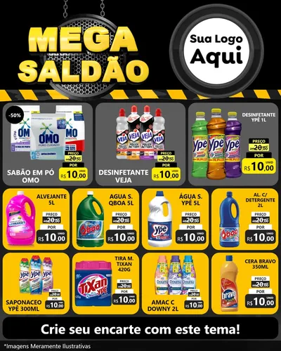 Modelo de Rede Social para Feed Instagram com o tema Mega Saldão para Produtos de Limpeza