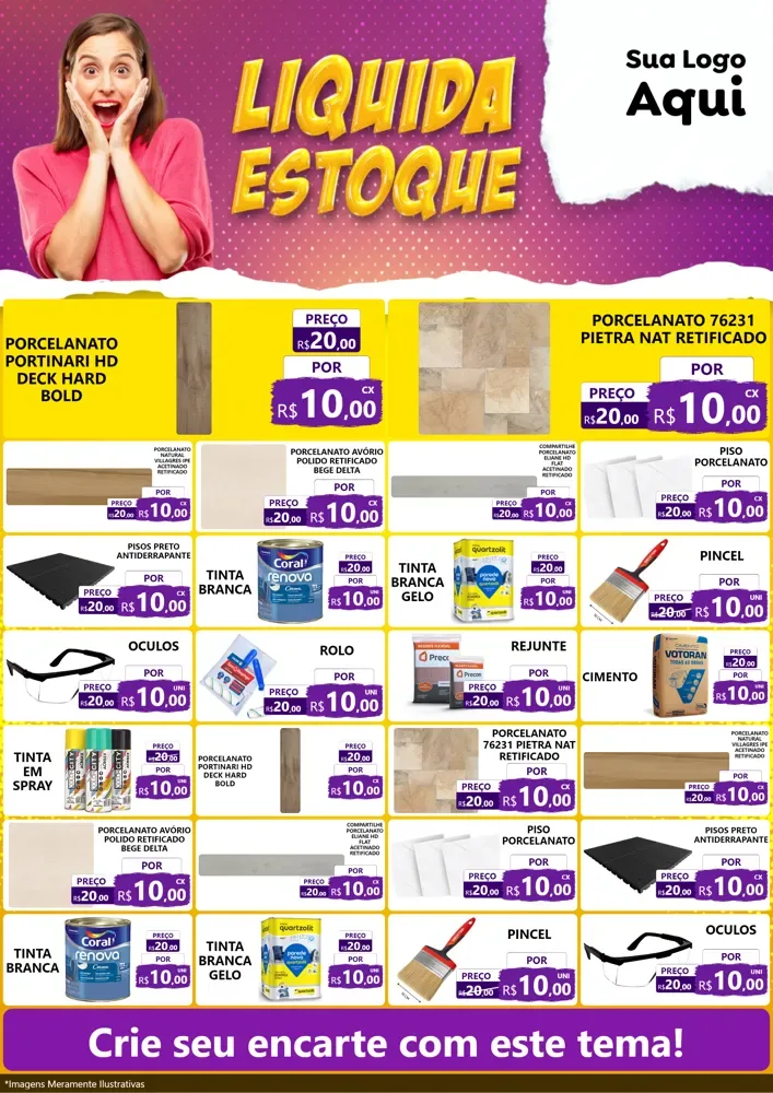 Modelo de Encarte para Encarte A4 Vertical com o tema Liquida estoque para Pisos e revestimentos