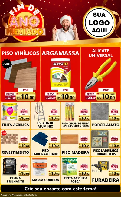 Modelo de Encarte para Encarte Grande com o tema Fim de Ano Premiado para Material para Construção