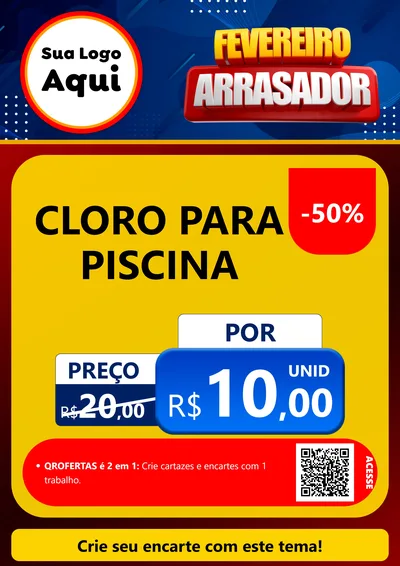 Modelo de Cartaz para Cartaz A4 Vertical com o tema Fevereiro Arrasador para Produtos para Piscina