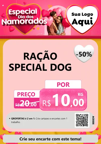 Modelo de Cartaz para Cartaz A4 Vertical com o tema Especial Dia dos Namorados para Pet Shop