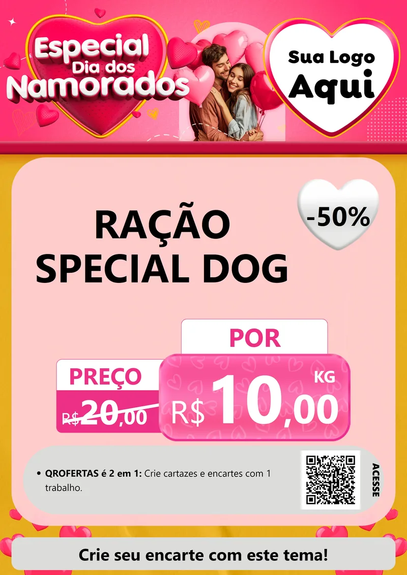 Modelo de Cartaz para Cartaz A4 Vertical com o tema Especial Dia dos Namorados para Pet Shop
