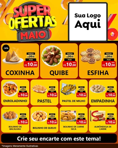 Modelo de Rede Social para Feed Instagram com o tema Super Ofertas Maio para Salgadaria