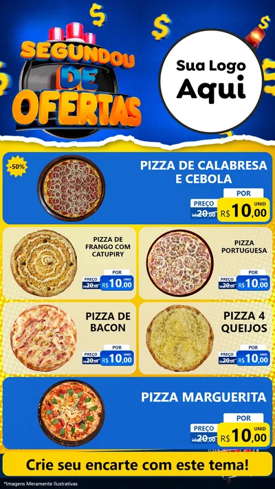 Modelo de TV para TV Vertical com o tema Segundou de Ofertas para Pizzaria