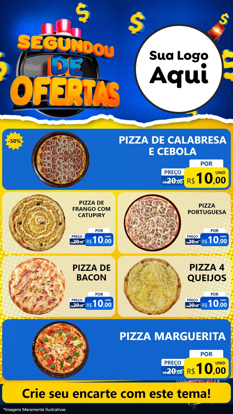 Modelo de TV para TV Vertical com o tema Segundou de Ofertas para Pizzaria