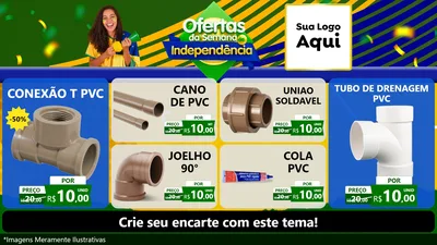 Modelo de TV para TV Horizontal com o tema Ofertas da Semana da Independência para Tubos e conexões