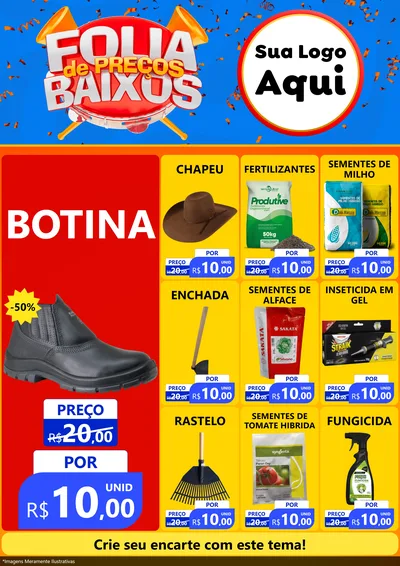 Modelo de Encarte para Encarte A4 Vertical com o tema Folia de Preços Baixos para Agropecuária