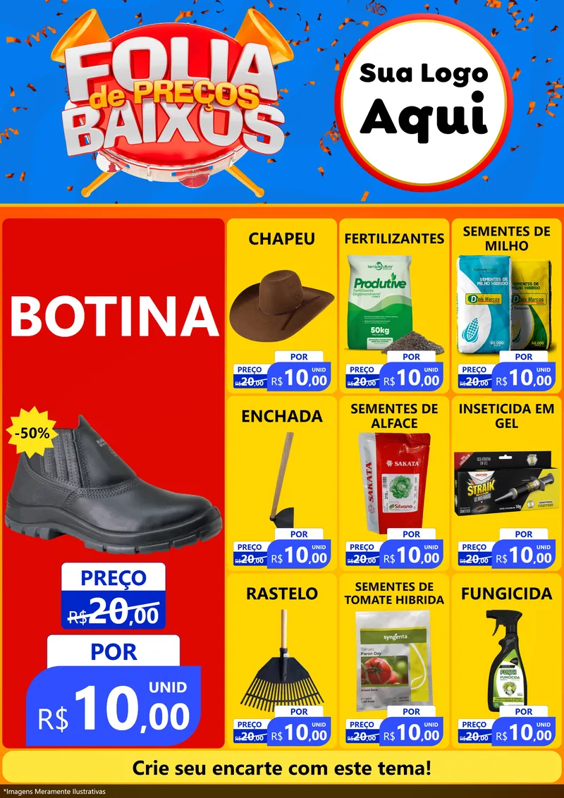 Modelo de Encarte para Encarte A4 Vertical com o tema Folia de Preços Baixos para Agropecuária