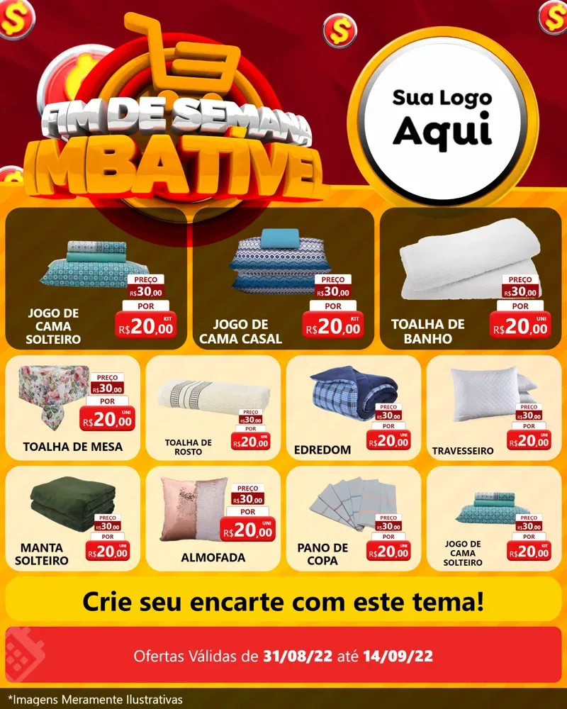 Modelo de Rede Social para Feed Instagram com o tema Fim de Semana Imbatível para Cama, Mesa e Banho