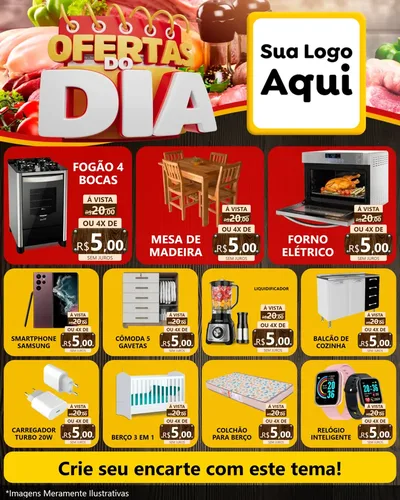 Modelo de Rede Social para Feed Instagram com o tema Ofertas do Dia para Móveis e Eletro