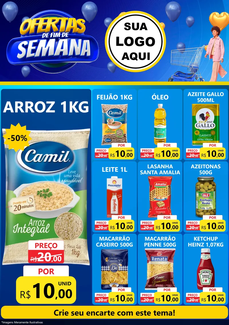 Modelo de Encarte para Encarte A4 Vertical com o tema Ofertas de Fim de Semana para Supermercado