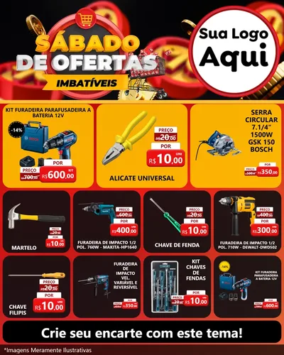 Modelo de Rede Social para Feed Instagram com o tema Sábado de Ofertas Imbatíveis para Maquinas e Ferramentas
