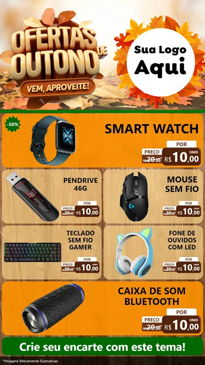 Modelo de TV para TV Vertical com o tema Ofertas de Outono - Vem, Aproveite! para Informática