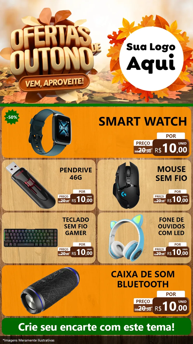 Modelo de TV para TV Vertical com o tema Ofertas de Outono - Vem, Aproveite! para Informática
