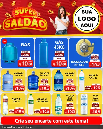 Modelo de Rede Social para Feed Instagram com o tema Super Saldão para Água e gás