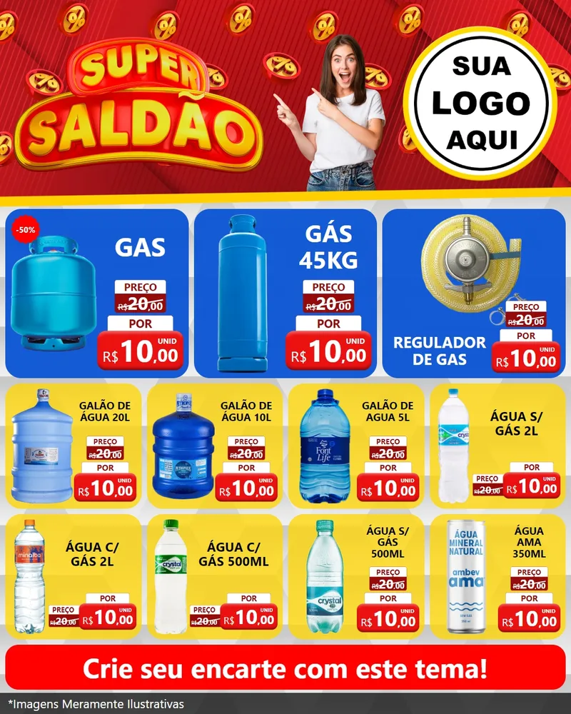 Modelo de Rede Social para Feed Instagram com o tema Super Saldão para Água e gás