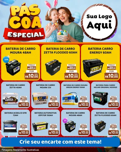 Modelo de Rede Social para Feed Instagram com o tema Páscoa Especial para Baterias Elétricas