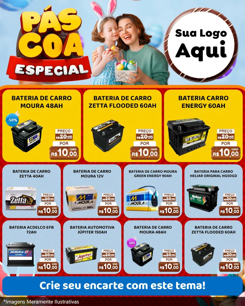 Modelo de Rede Social para Feed Instagram com o tema Páscoa Especial para Baterias Elétricas