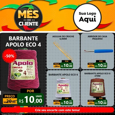 Modelo de Rede Social para Feed Facebook com o tema Mês do Cliente para Armarinho e Aviamentos