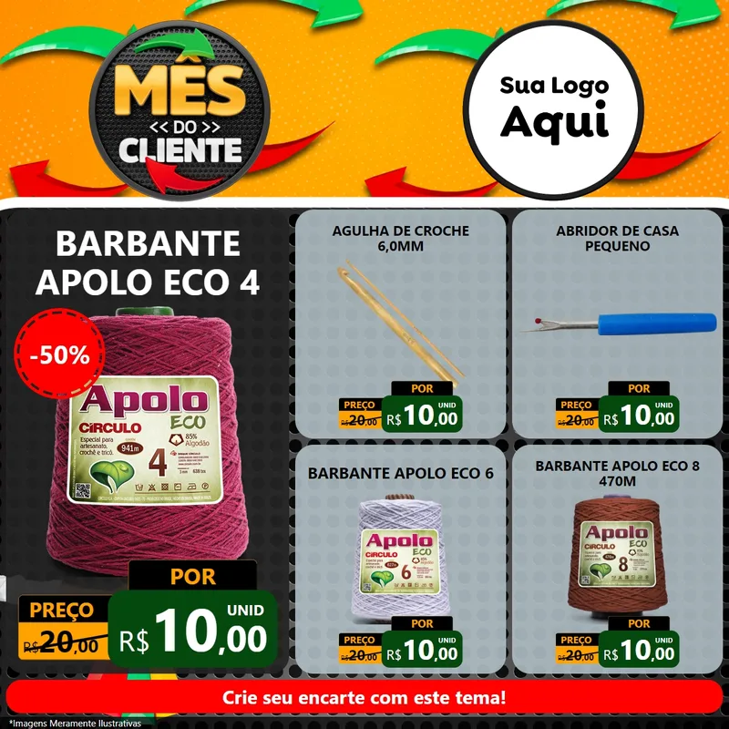 Modelo de Rede Social para Feed Facebook com o tema Mês do Cliente para Armarinho e Aviamentos