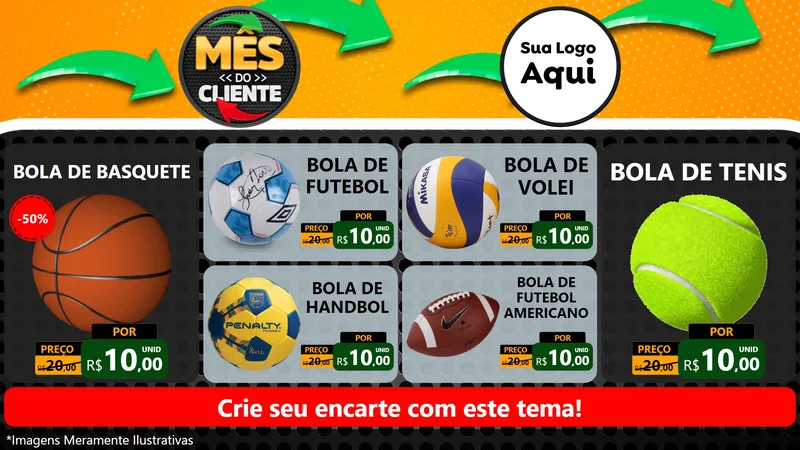 Modelo de TV para TV Horizontal com o tema Mês do Cliente para Artigos Esportivos