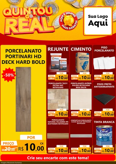 Modelo de Encarte para Encarte A4 Vertical com o tema Quintou do Real para Pisos e revestimentos