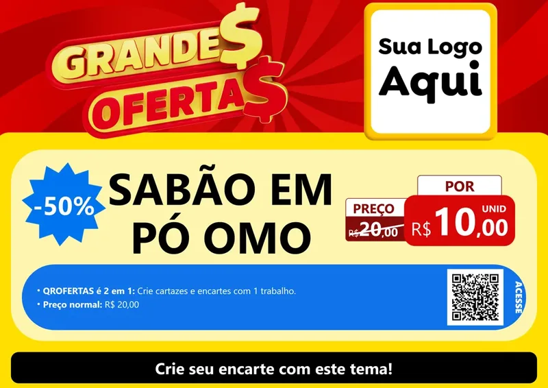 Modelo de Cartaz para Cartaz A4 Horizontal com o tema Grandes Ofertas para Produtos de Limpeza