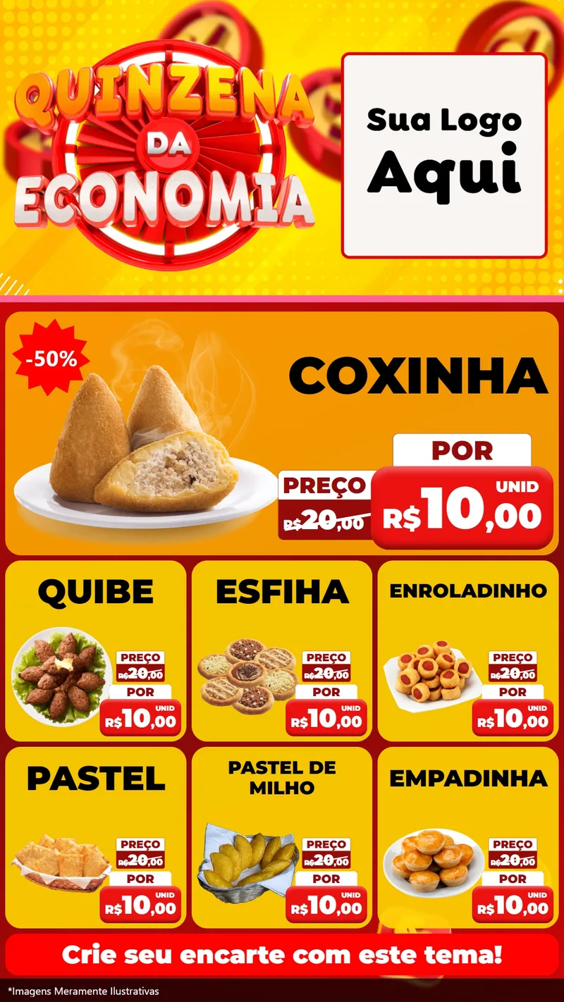 Modelo de Rede Social para Stories com o tema Quinzena Da Economia para Salgadaria
