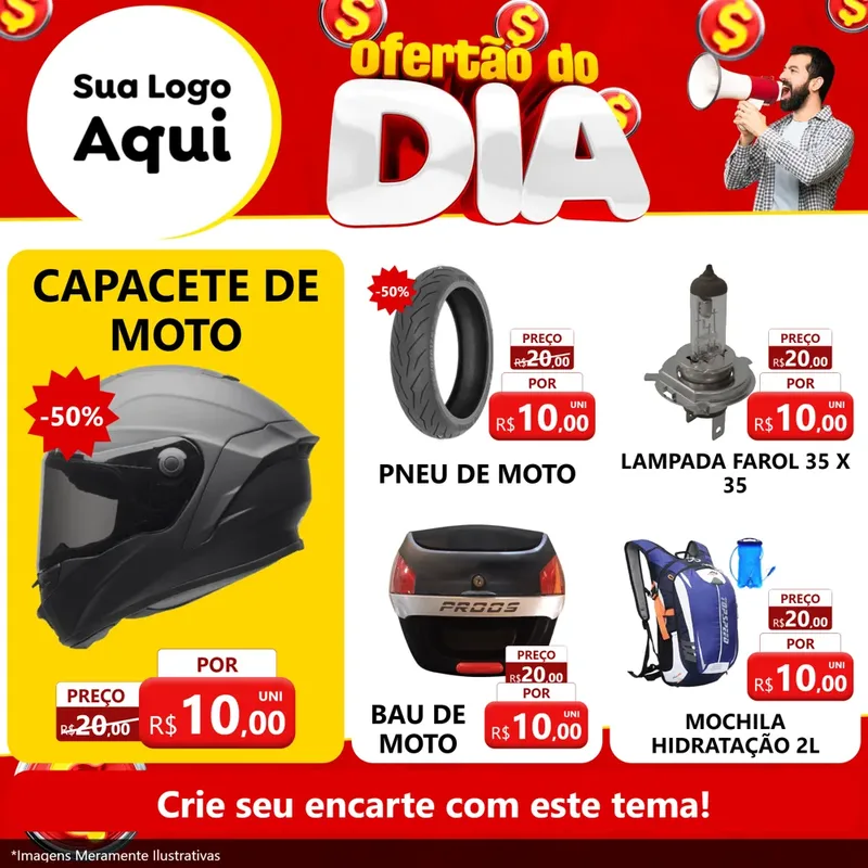 Modelo de Rede Social para Feed Facebook com o tema Ofertão do dia para Moto peças
