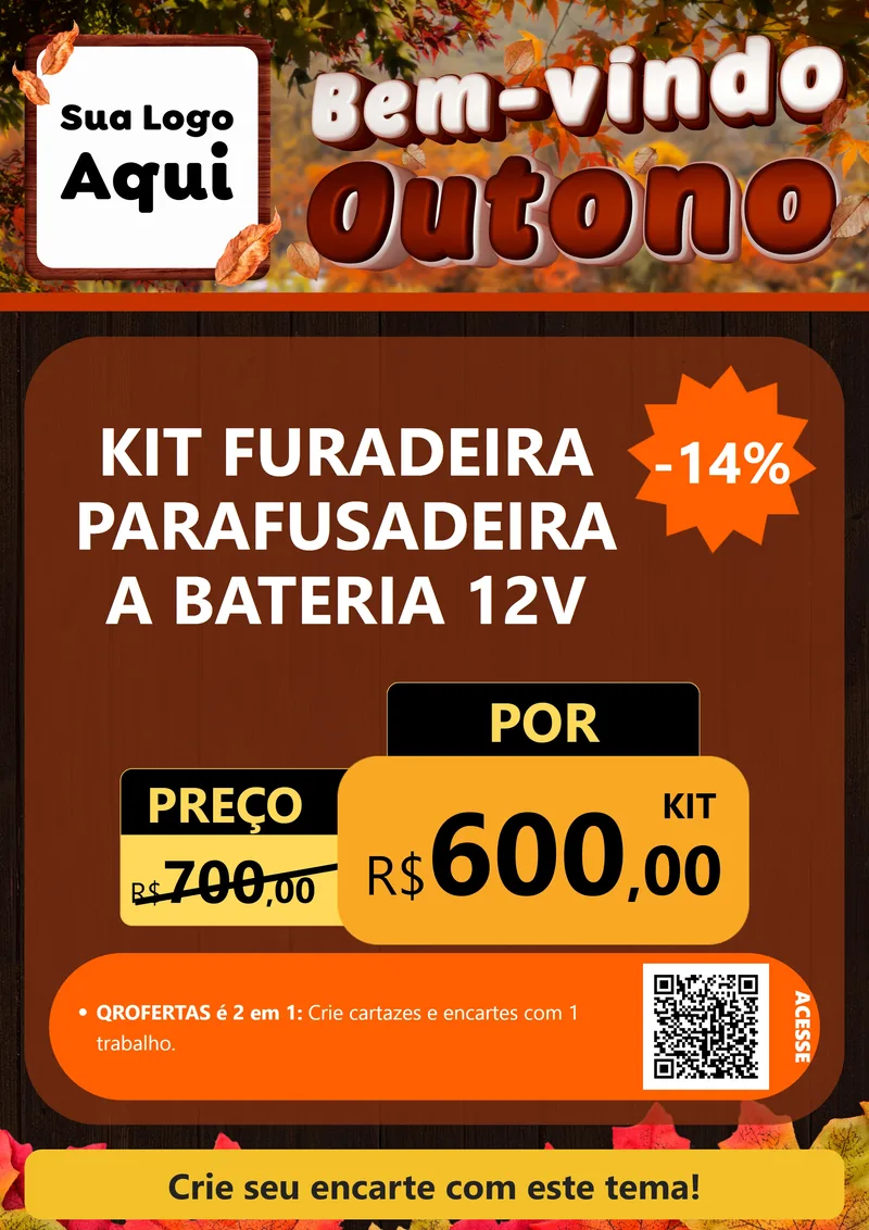 Modelo de Cartaz para Cartaz A4 Vertical com o tema Bem-vindo Outono para Maquinas e Ferramentas