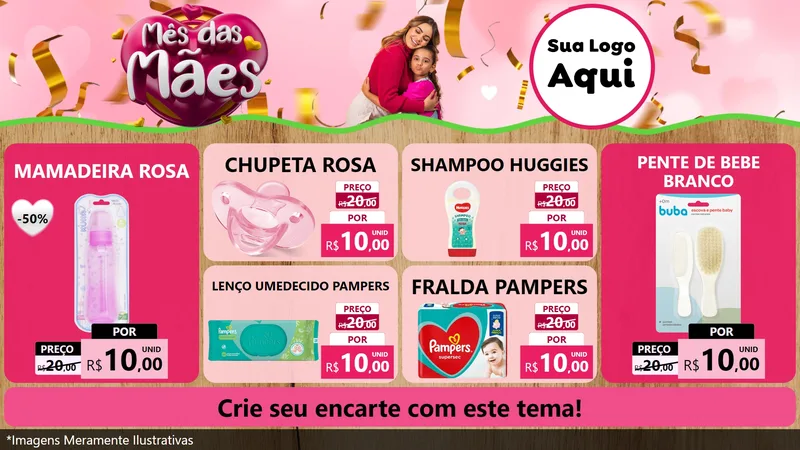 Modelo de TV para TV Horizontal com o tema Mês das Mães para Bebês