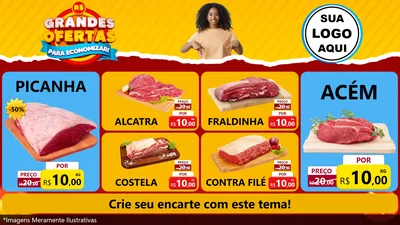 Modelo de TV para TV Horizontal com o tema Grandes Ofertas Para Economizar! para Açougue