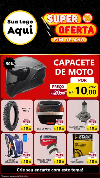 Modelo de Rede Social para Stories com o tema Super Oferta Fim de Ano para Moto peças