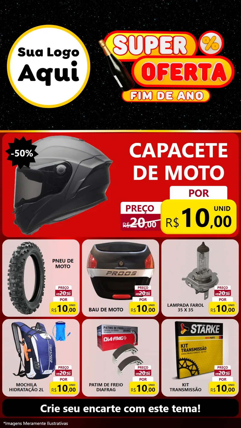 Modelo de Rede Social para Stories com o tema Super Oferta Fim de Ano para Moto peças
