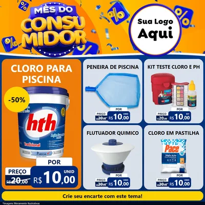 Modelo de Rede Social para Feed Facebook com o tema Mês do Consumidor para Produtos para Piscina